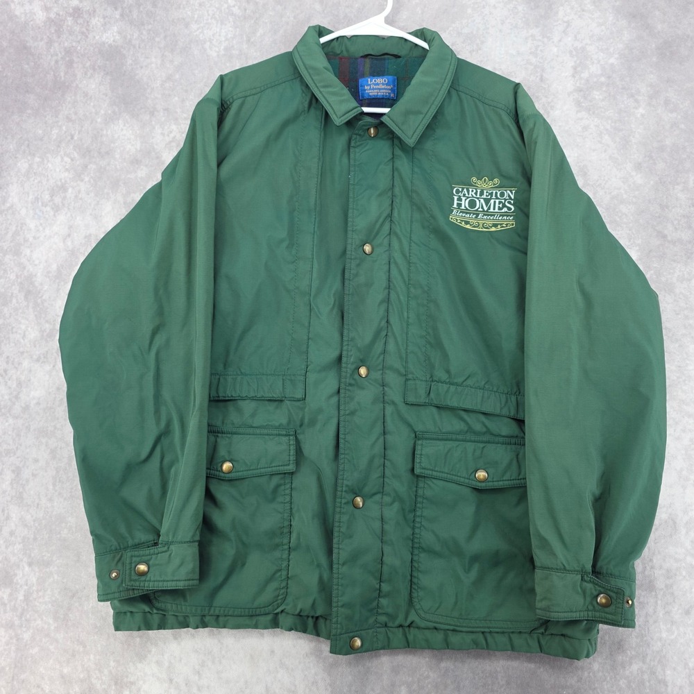 Vintage Lobo by Pendleton Lined Field Jacket Thinsulate Plaid Green Mens XL USA